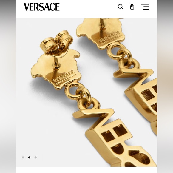 Versace LA MEDUSA LOGO DROP EARRINGS - Picture 3 of 3